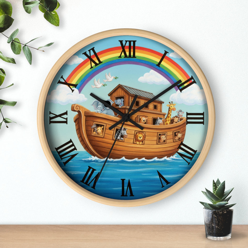 Rainbow Noah's Ark Wall Clock