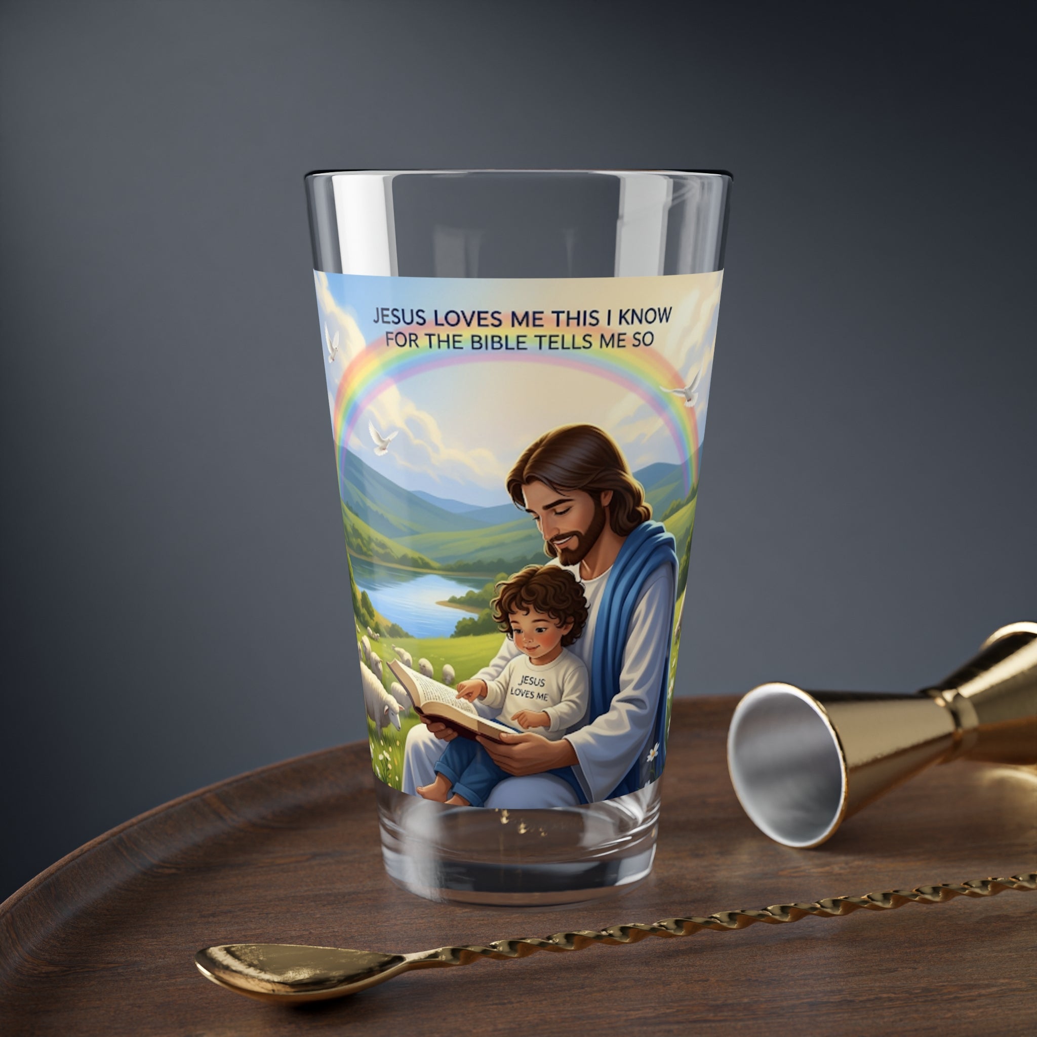 Jesus Loves Me Mixing Glass, 16oz