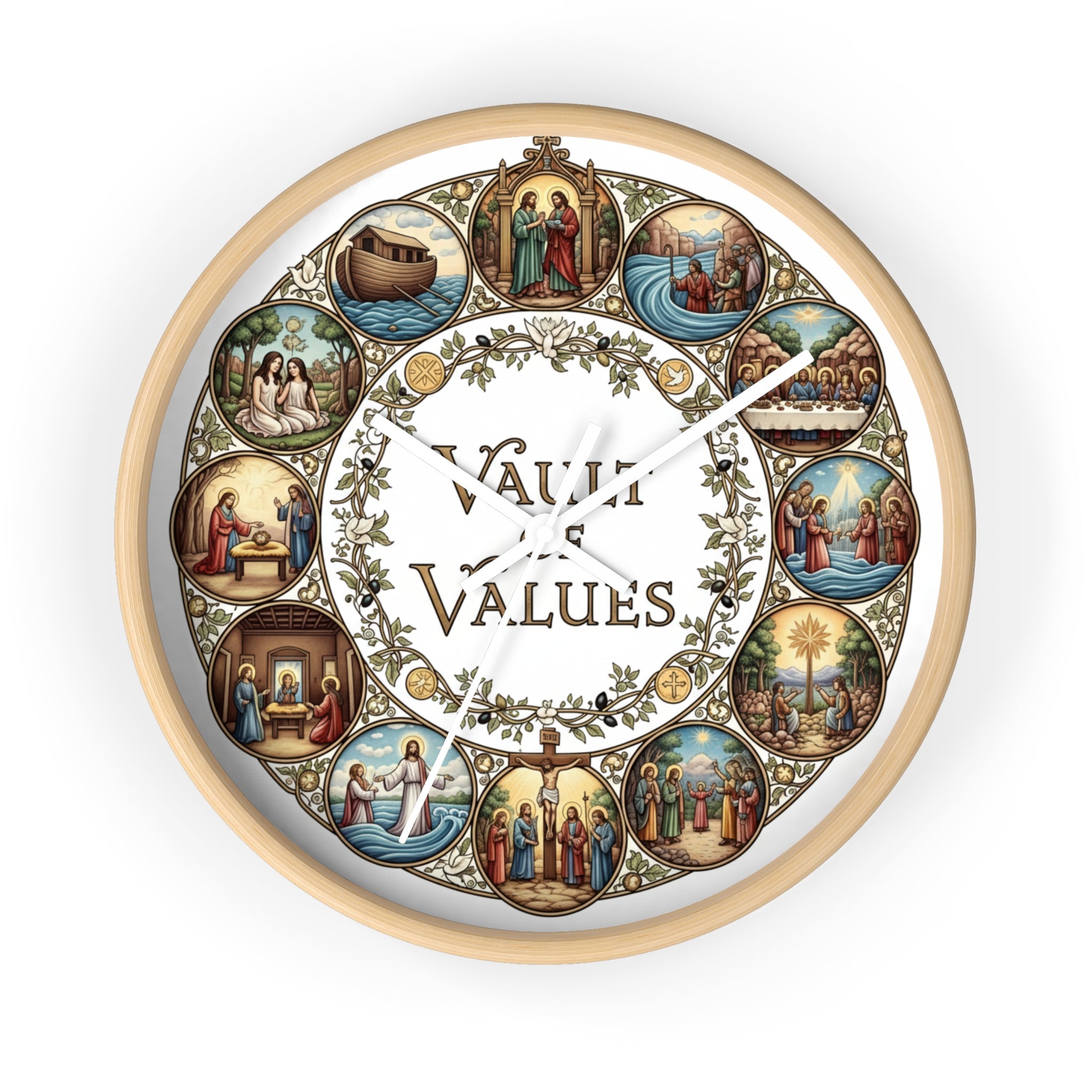 Rustic Vault of Values Wall Clock