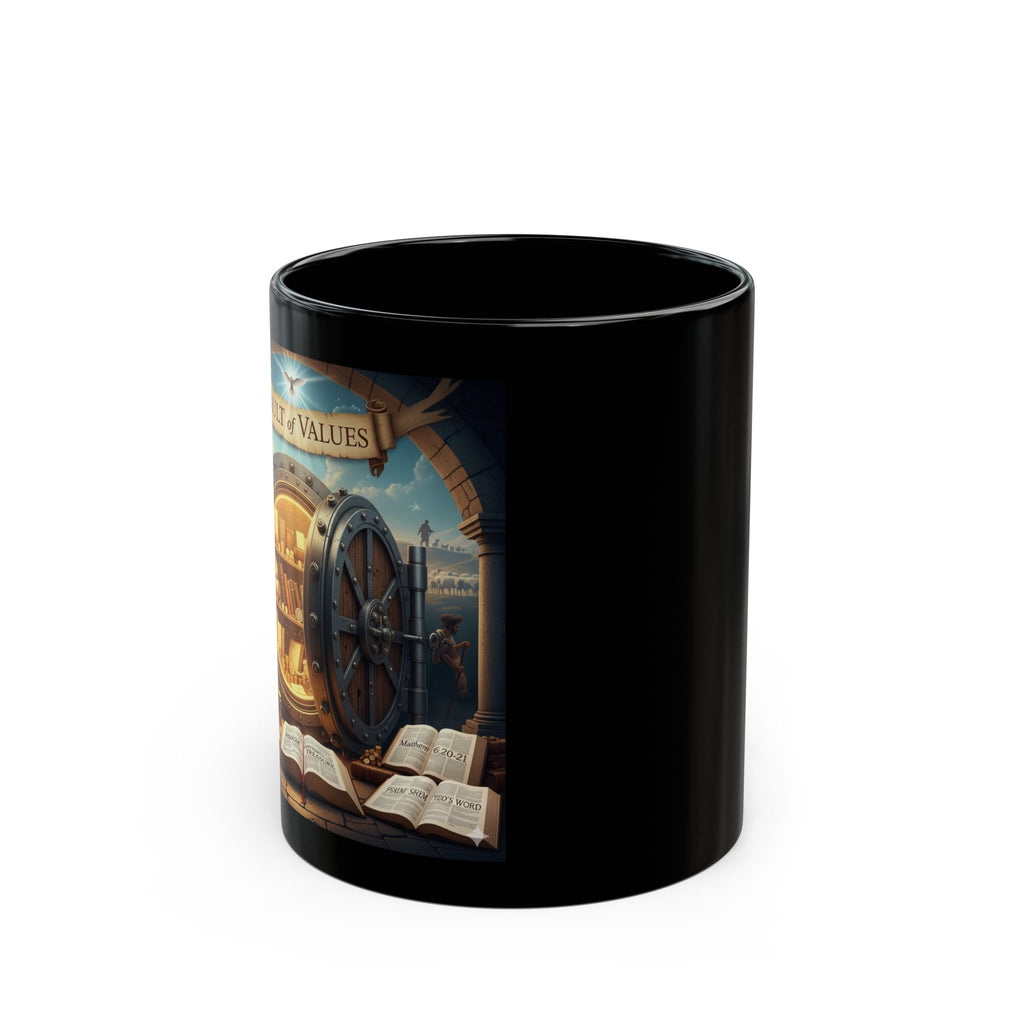 Bible is a Vault of Values Black Mug 16oz
