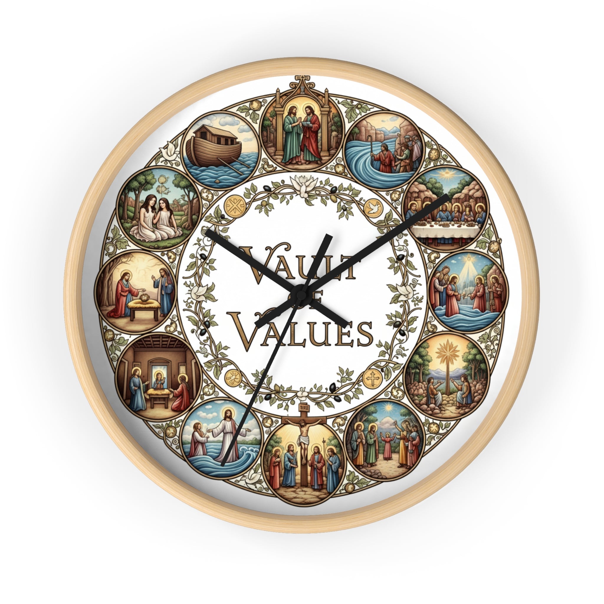 Rustic Vault of Values Wall Clock