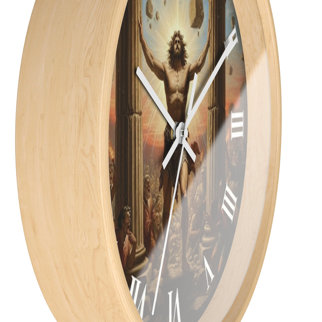 Sampson Pushes Pillars Wall Clock