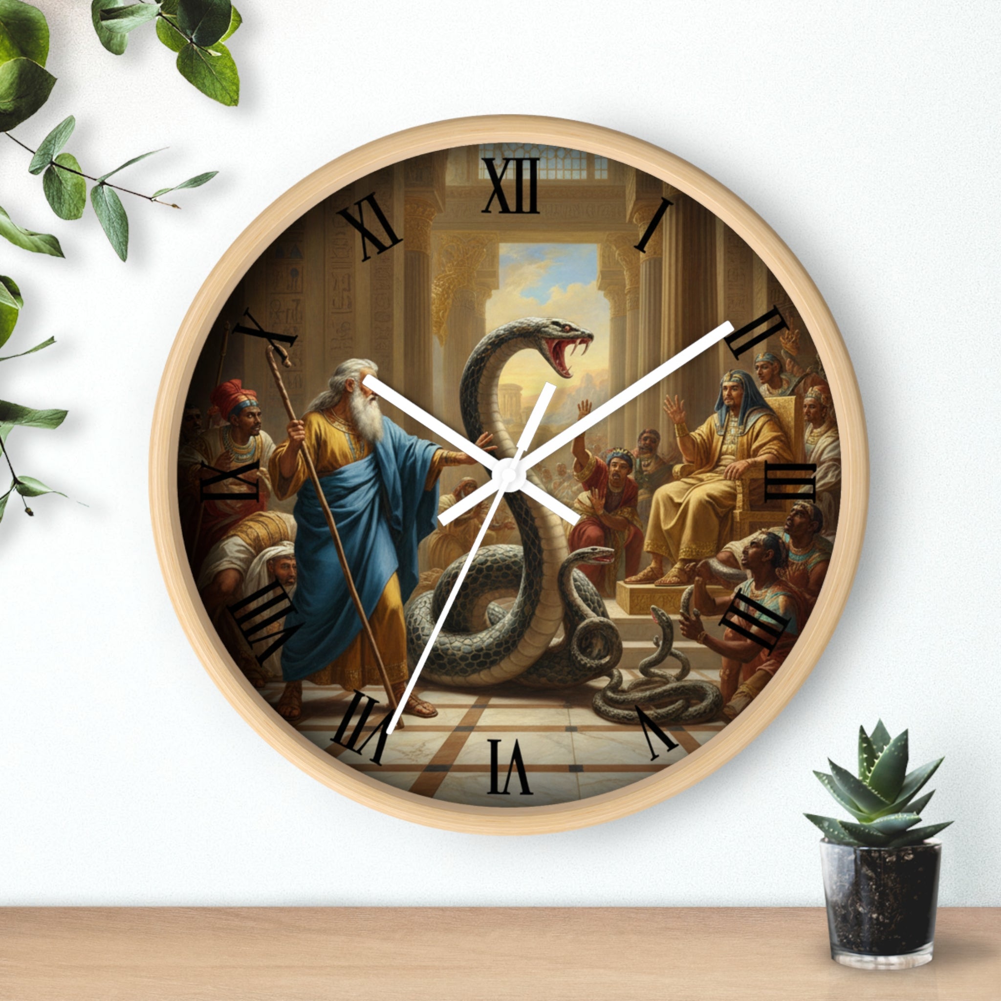 Egyptian Wall Clock - Moses and Pharoh's Magicians Design