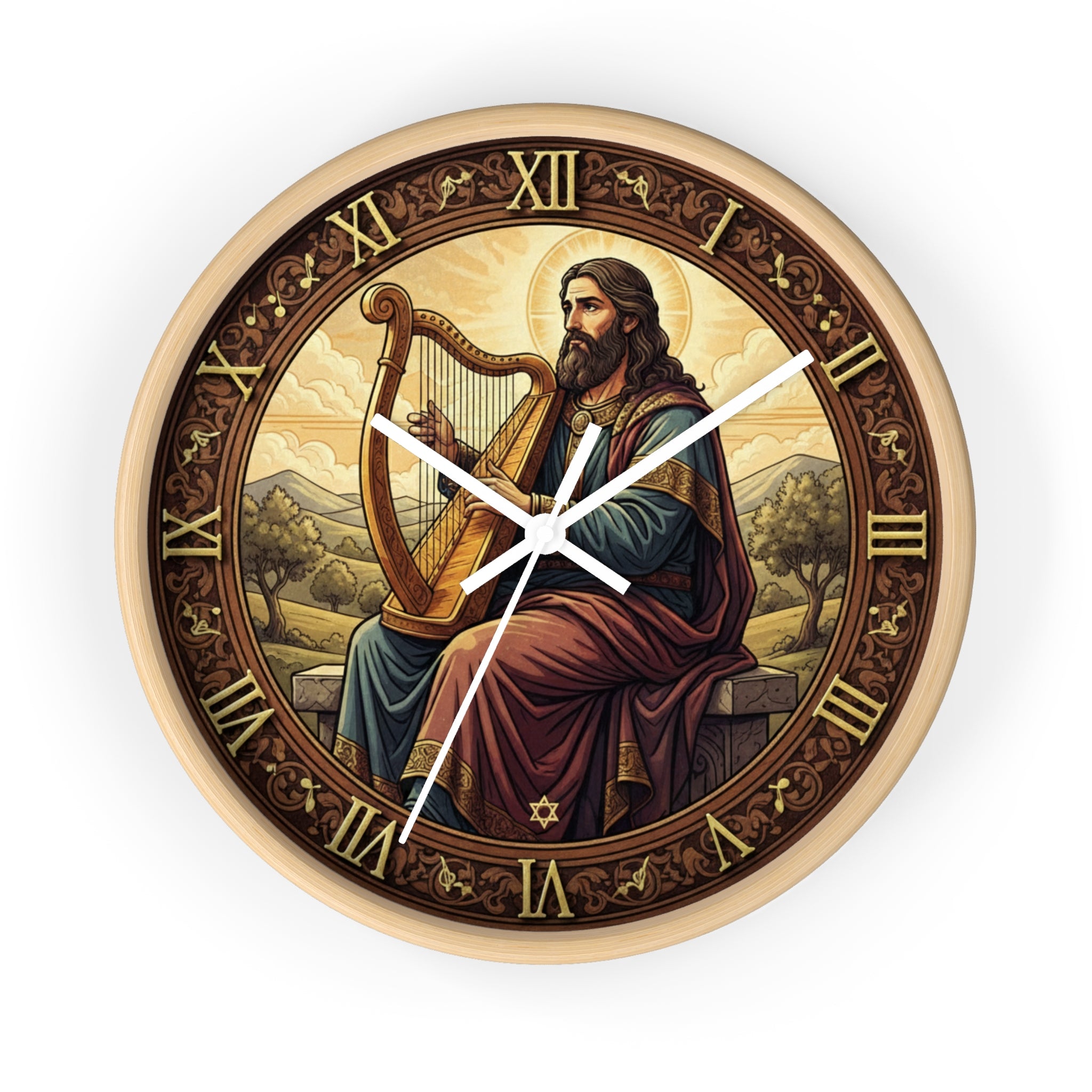 King David Plays the Harp wall clock