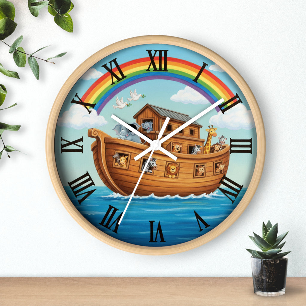 Rainbow Noah's Ark Wall Clock