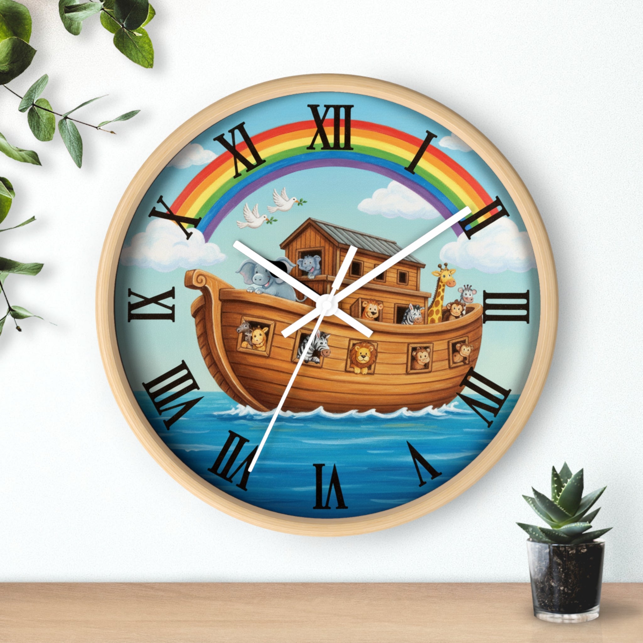 Rainbow Noah's Ark Wall Clock