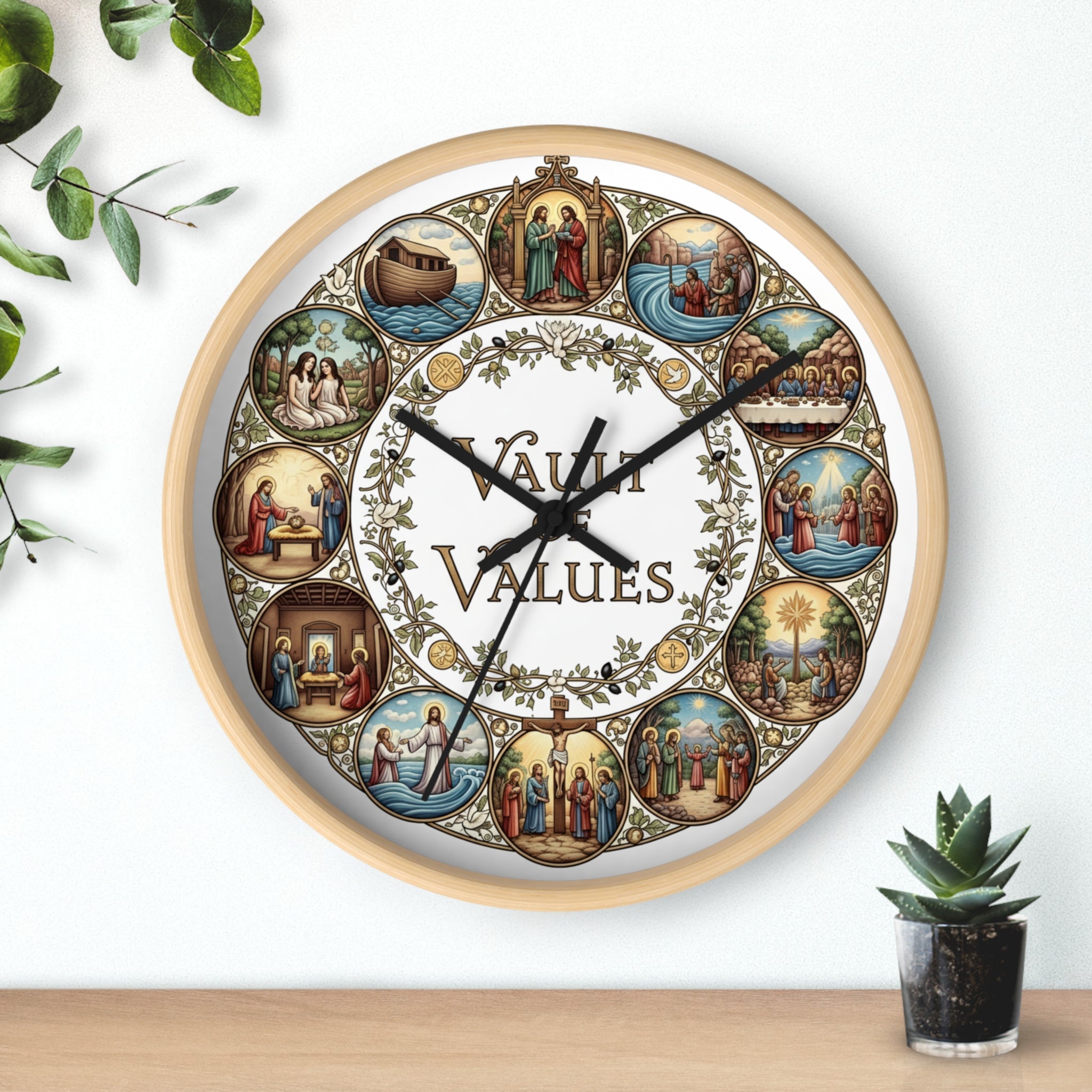 Rustic Vault of Values Wall Clock