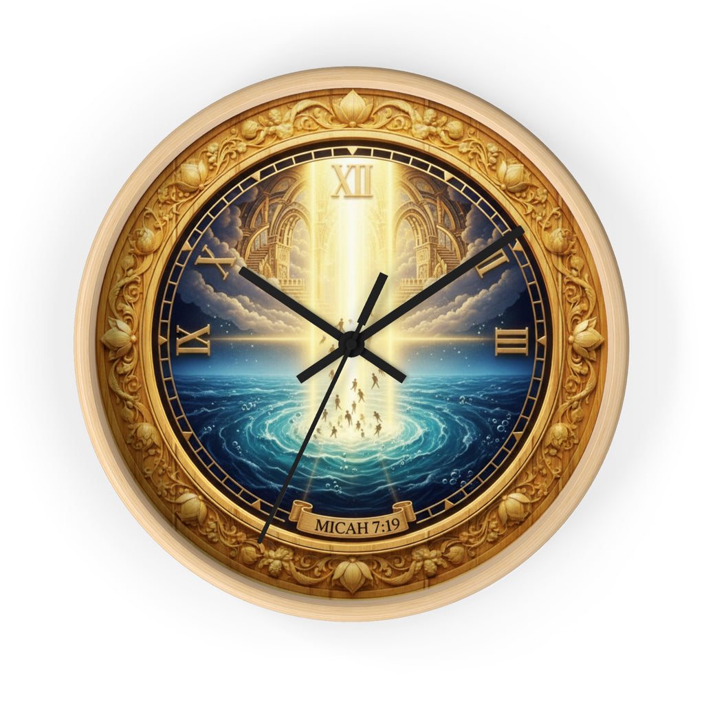 Divine Creation Micah 7:19 Bible wall clock