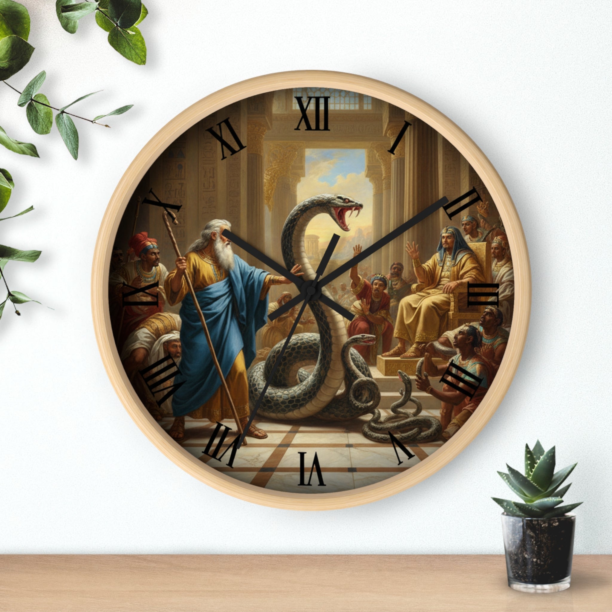 Egyptian Wall Clock - Moses and Pharoh's Magicians Design