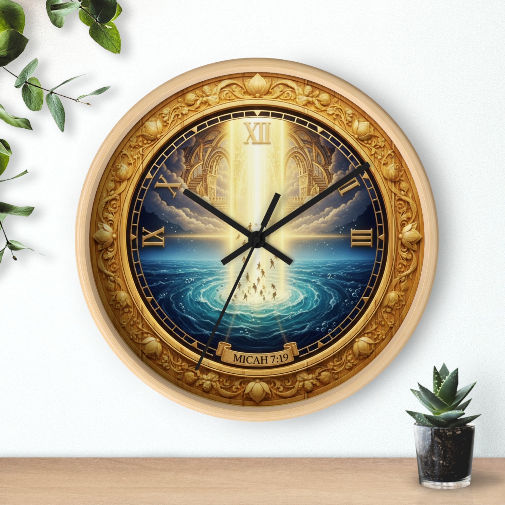 Divine Creation Micah 7:19 Bible wall clock