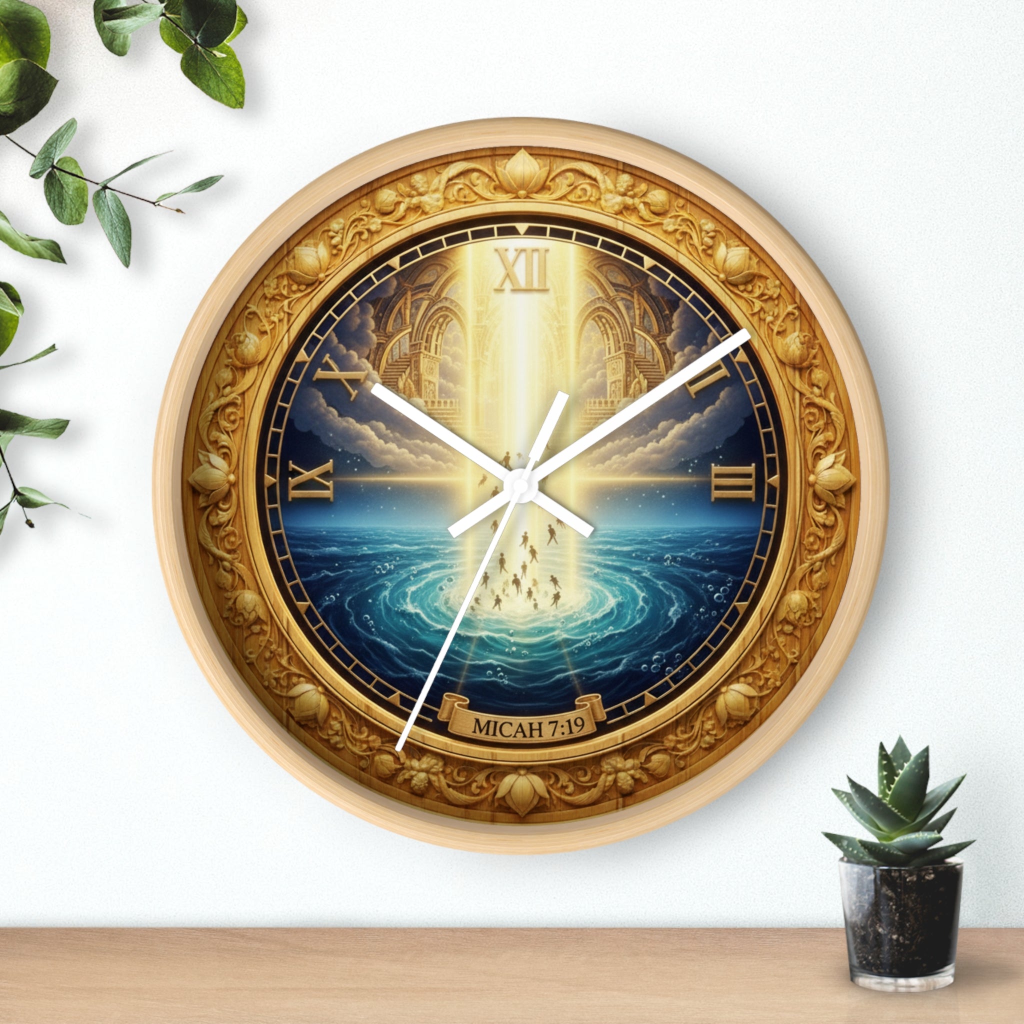 Divine Creation Micah 7:19 Bible wall clock
