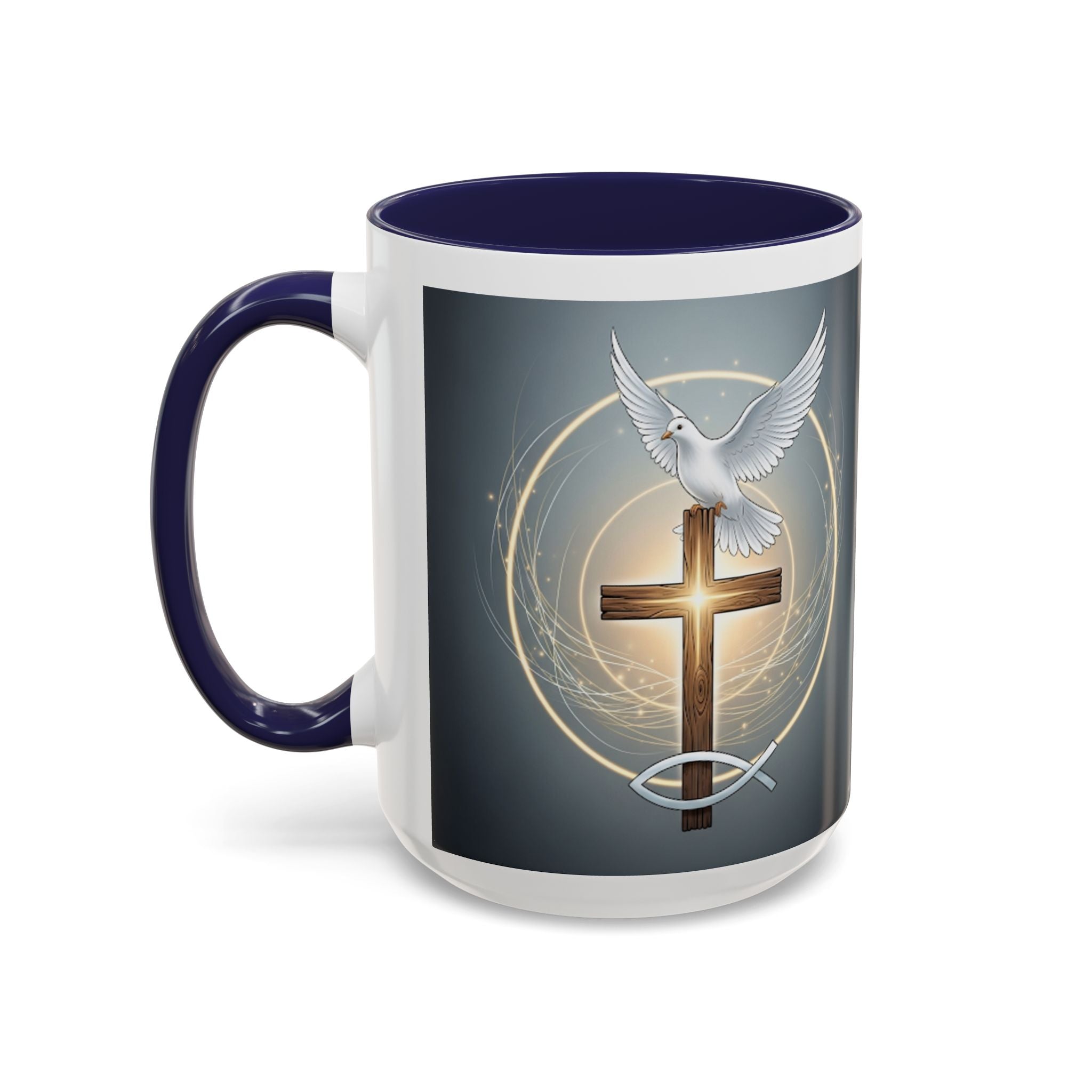 Cross, Fish, and Dove Coffee Mug