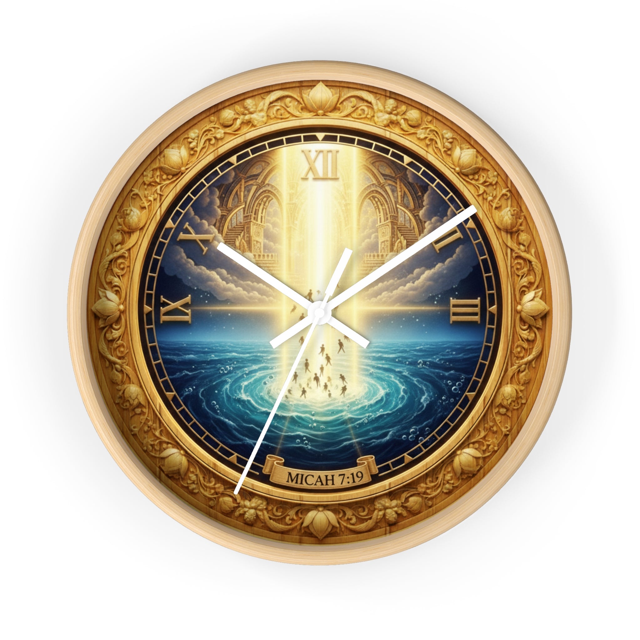 Divine Creation Micah 7:19 Bible wall clock