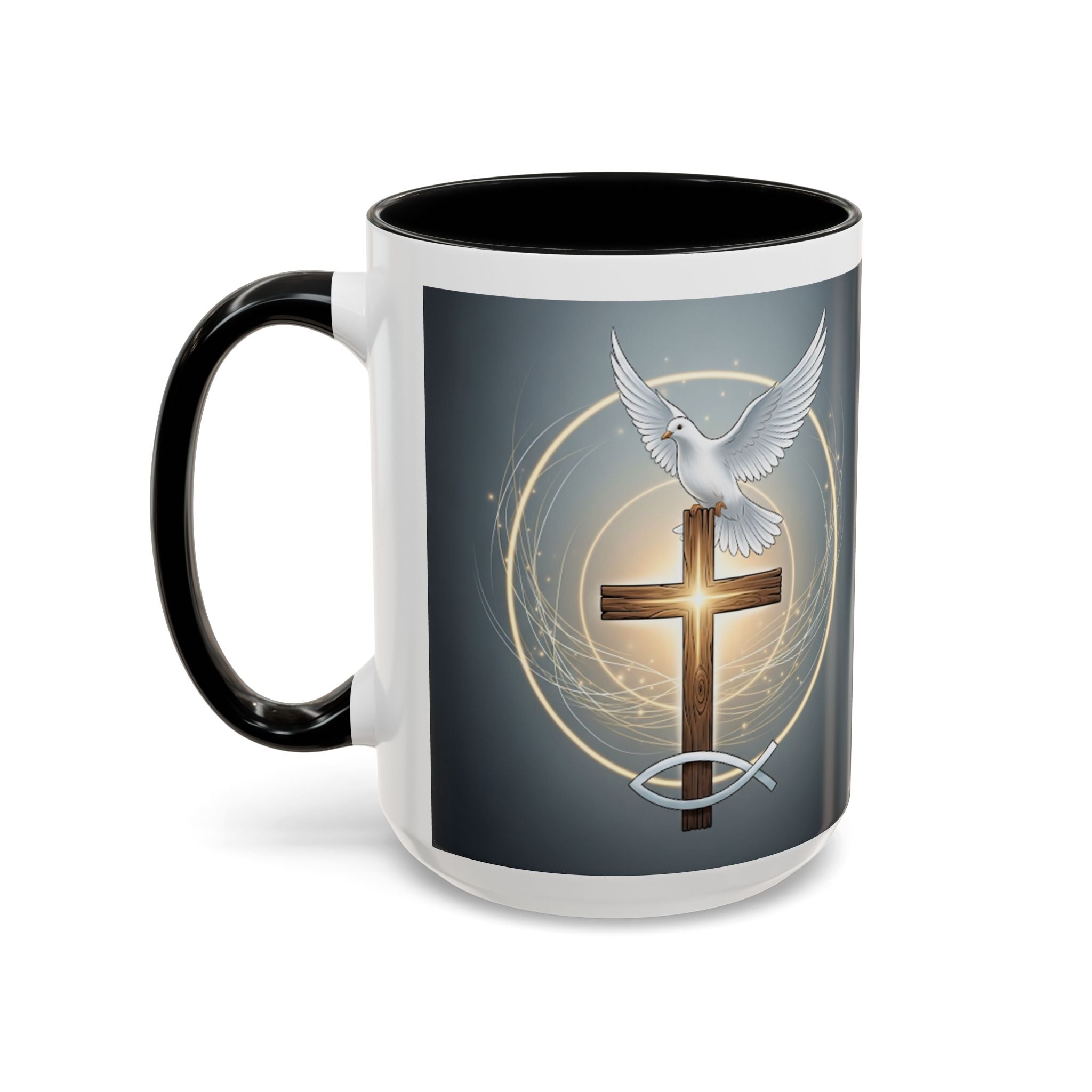 Cross, Fish, and Dove Coffee Mug