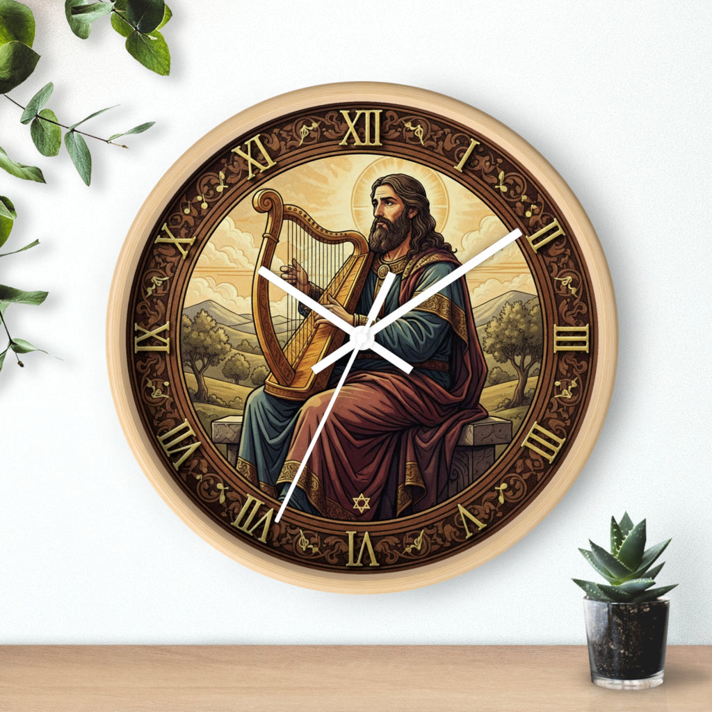King David Plays the Harp wall clock
