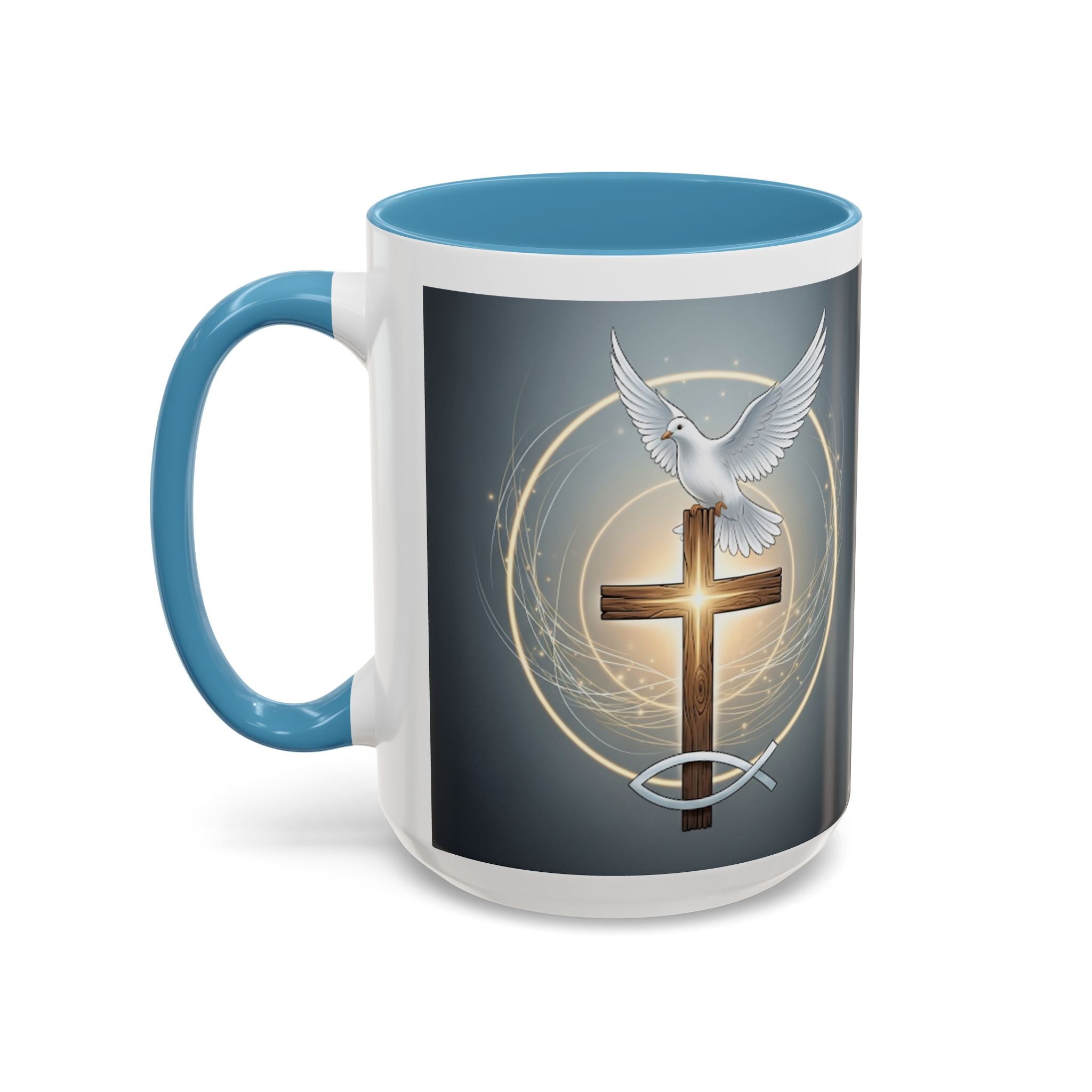 Cross, Fish, and Dove Coffee Mug