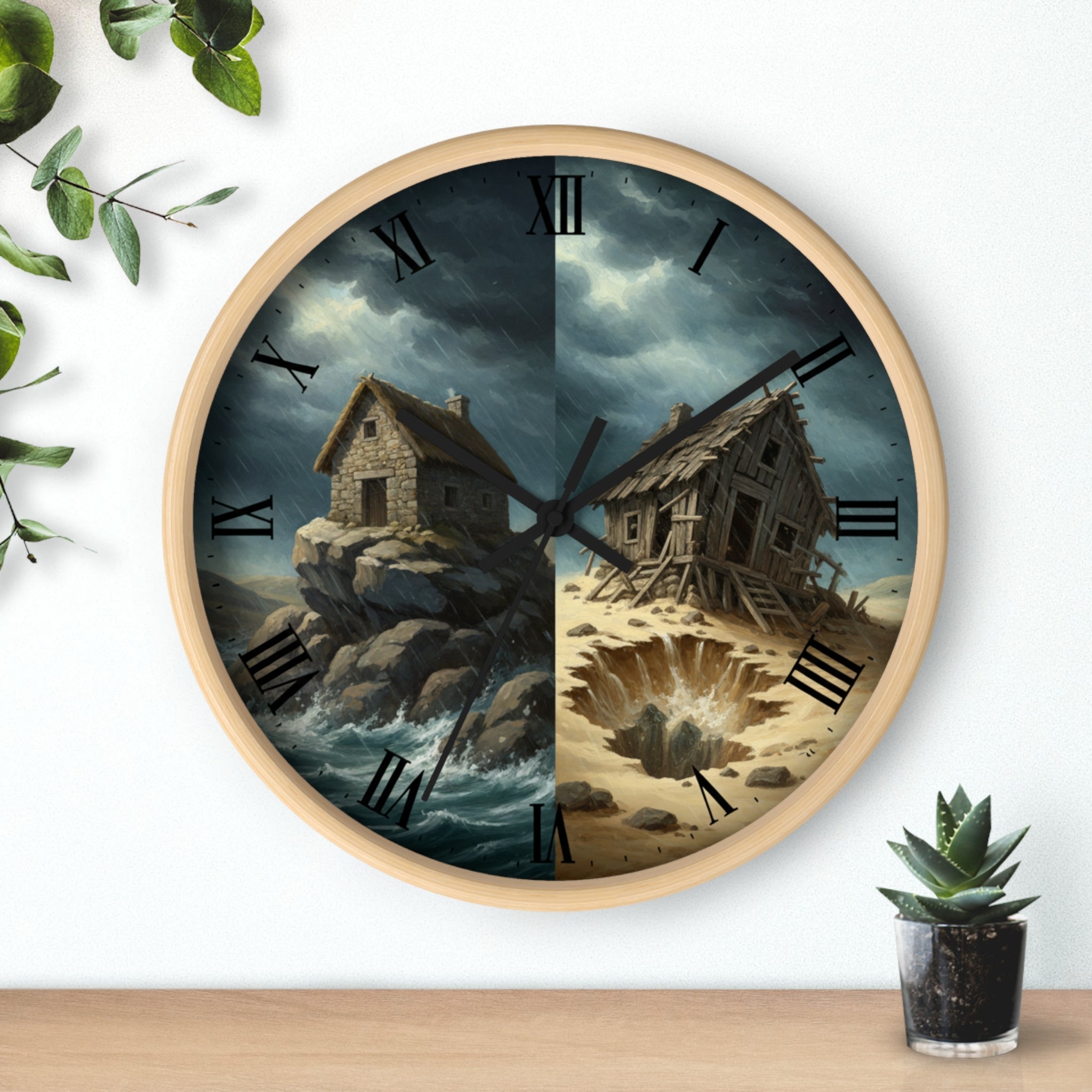 Wise and Foolish Builders Wall Clock