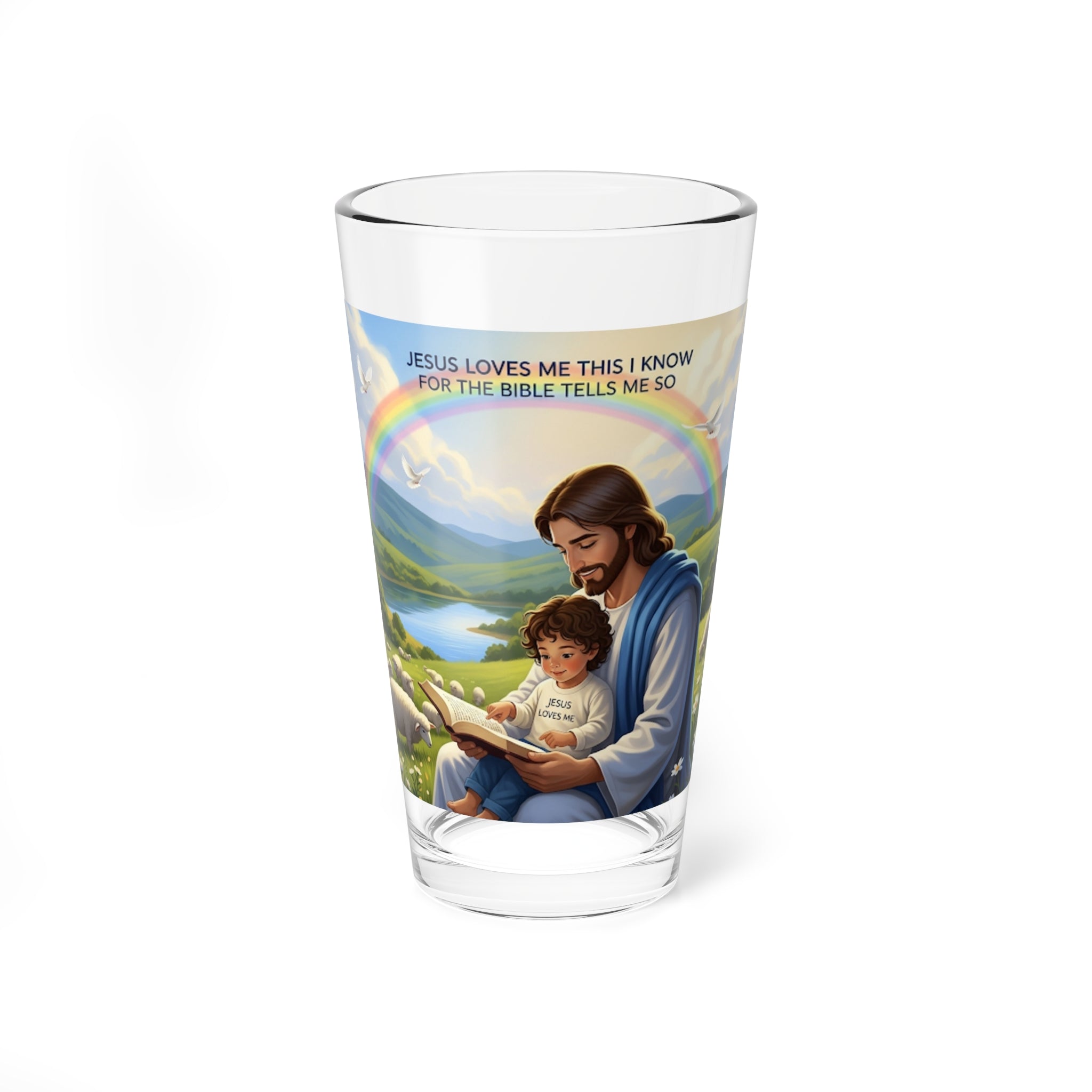 Jesus Loves Me Mixing Glass, 16oz