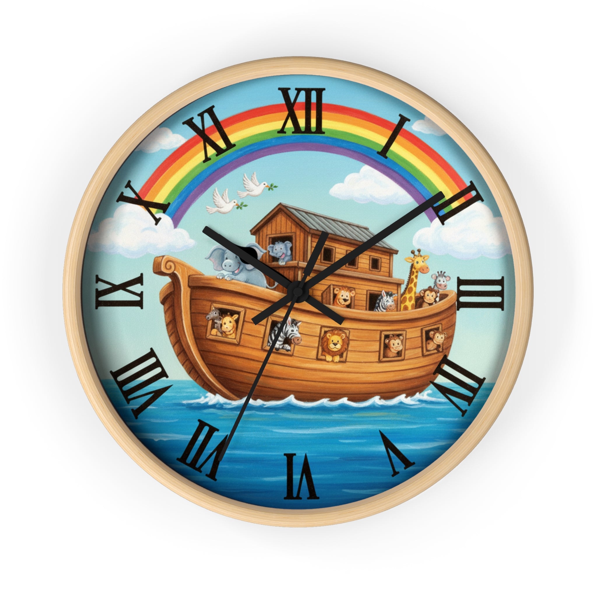 Rainbow Noah's Ark Wall Clock
