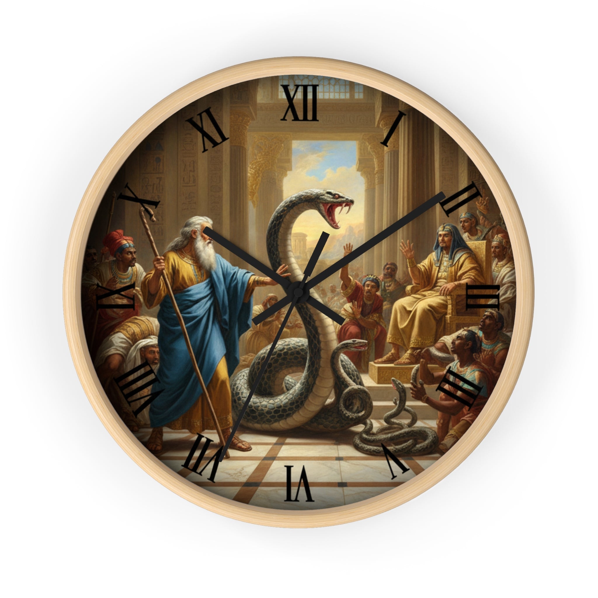 Egyptian Wall Clock - Moses and Pharoh's Magicians Design