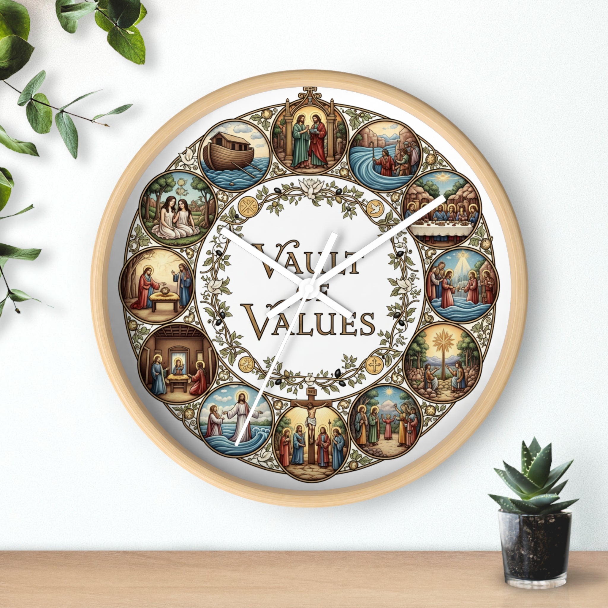 Rustic Vault of Values Wall Clock