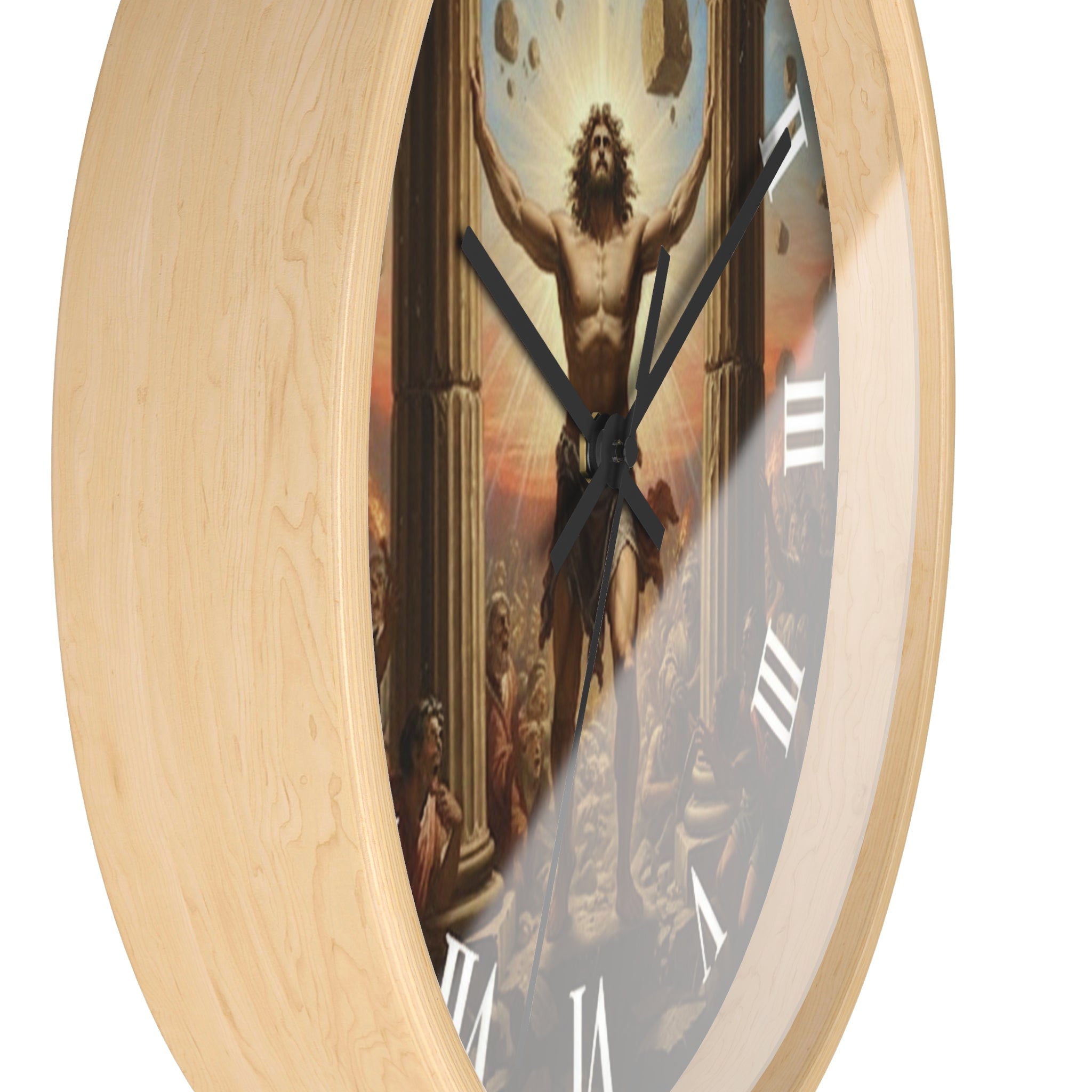 Sampson Pushes Pillars Wall Clock